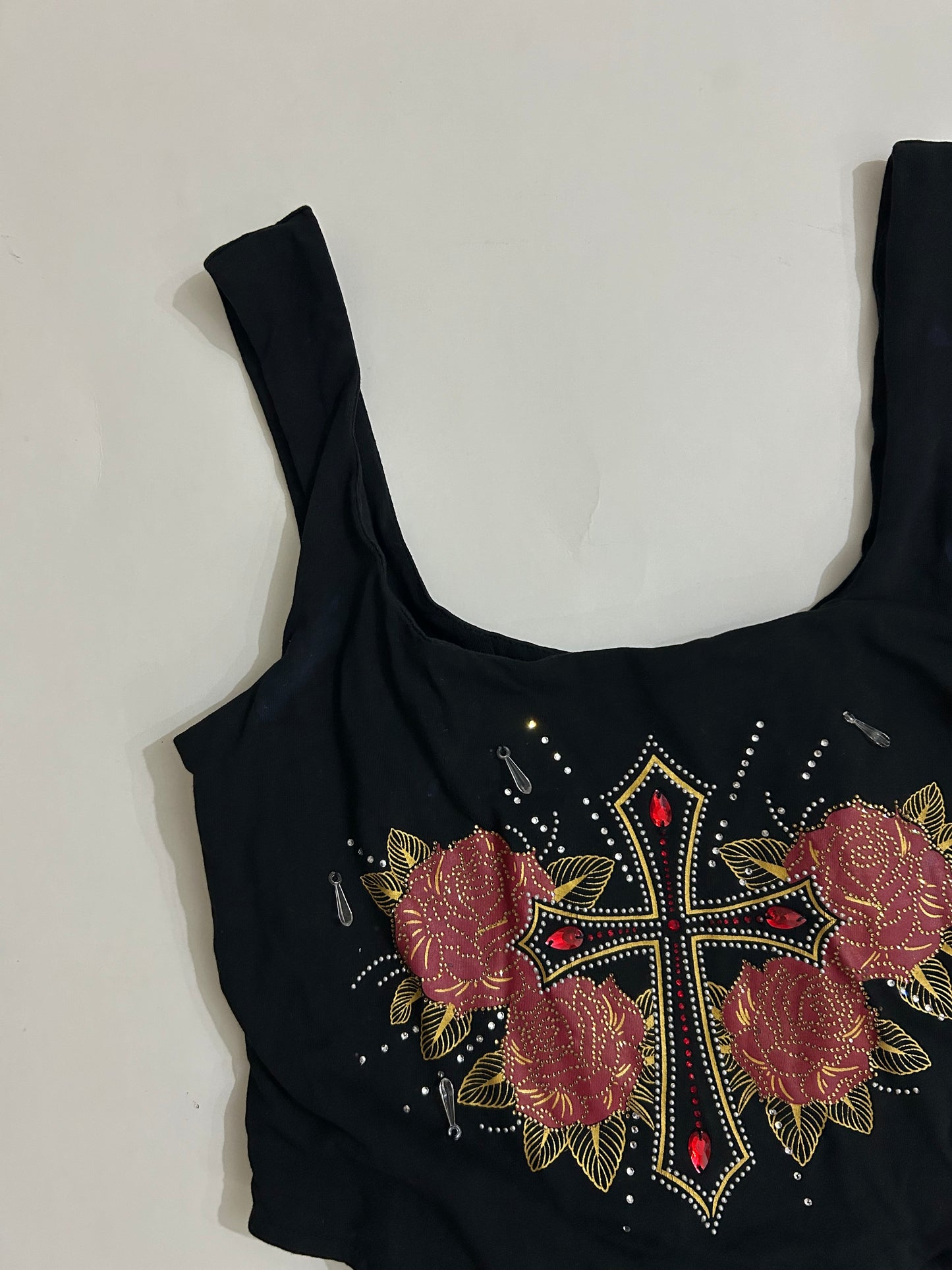 Graphic Corset Top with Embellishments