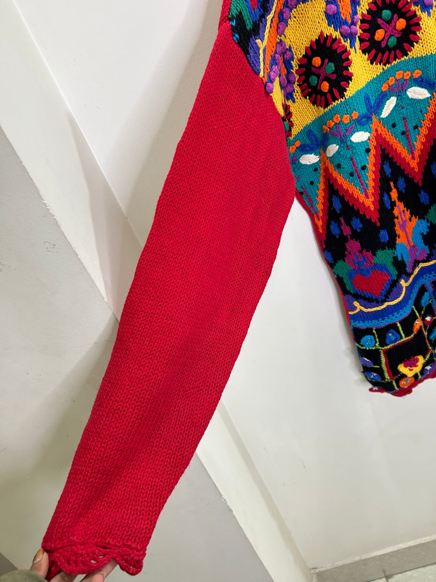 Red Patchwork Sweater