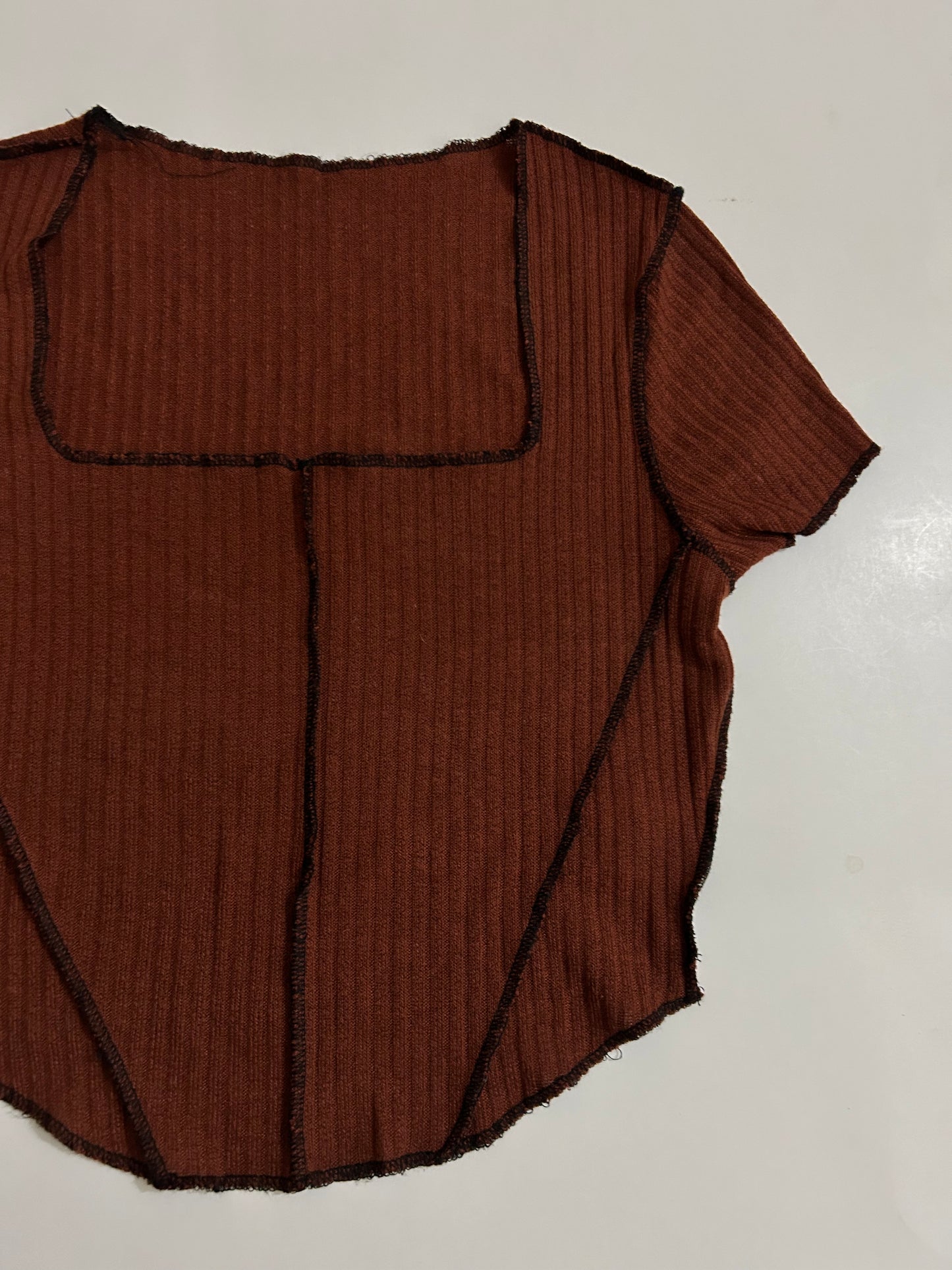 Ribbed Brown Top