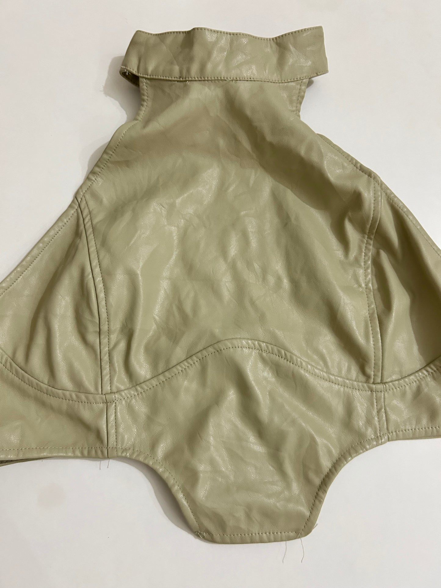 Olive Leather-Look Structured Top: Bust-42”