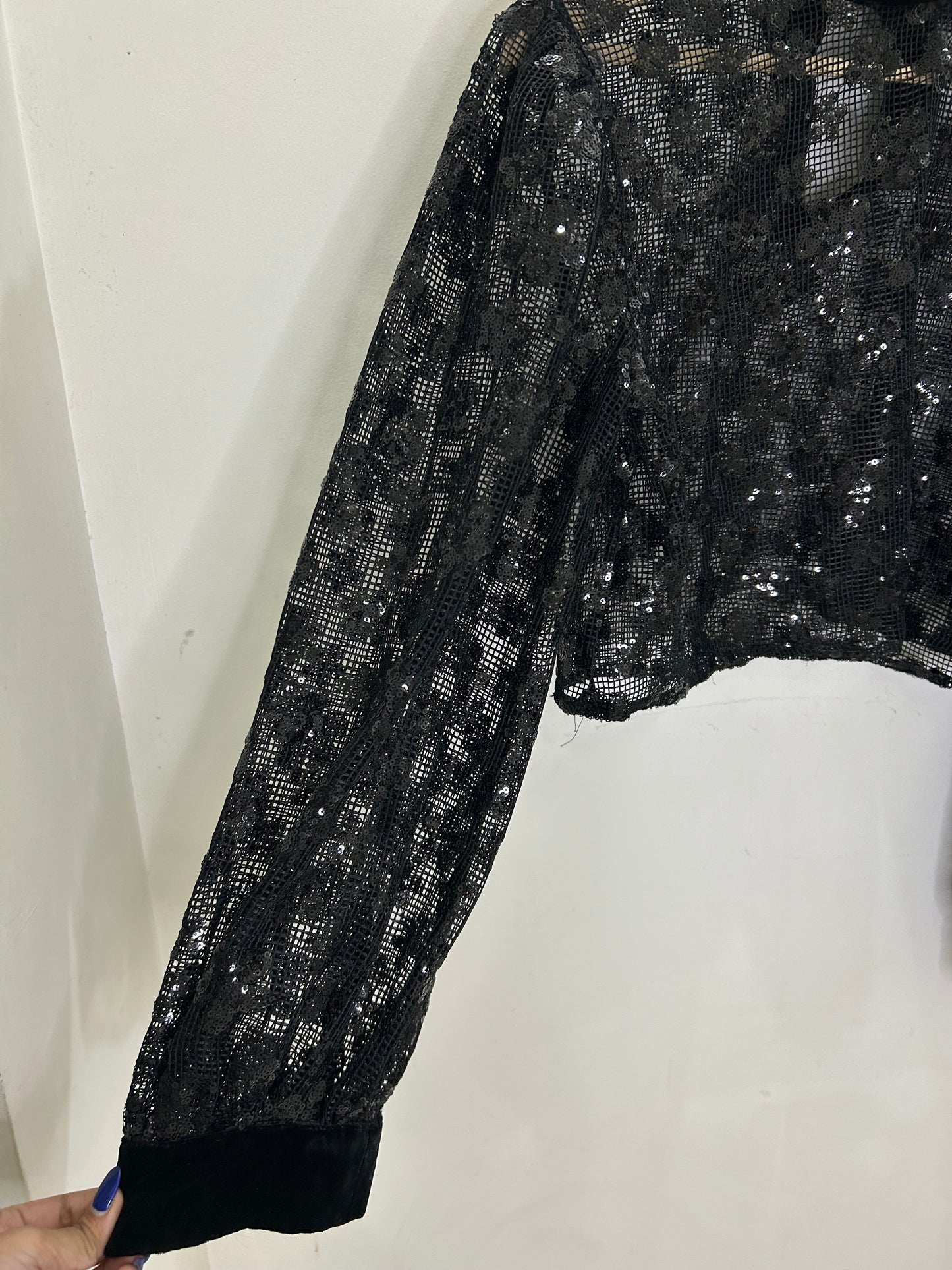 Black Sequin Sheer Blouse