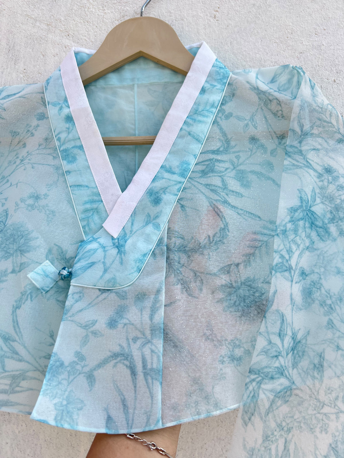 Organza Floral Hanbok Jacket: 36”