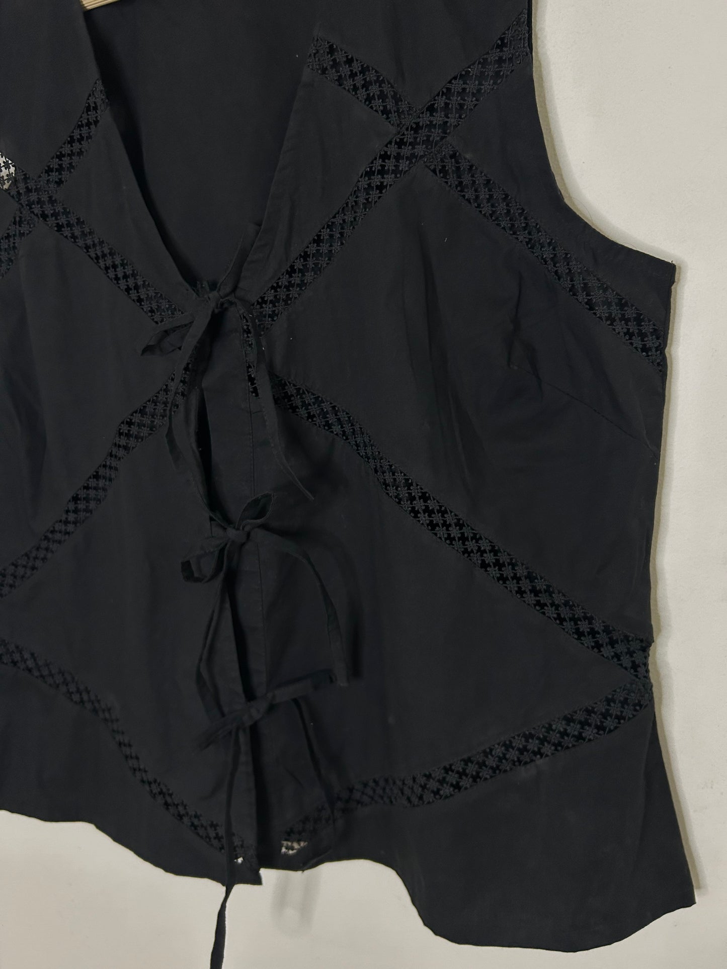 Lace Insert Tie Front Waistcoat
