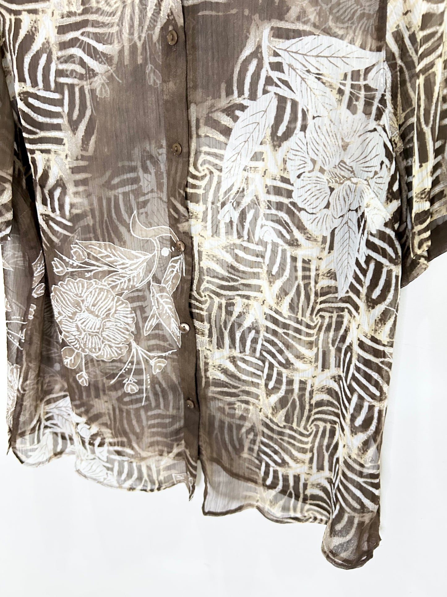 Brown Floral Shirt: Chest-46”