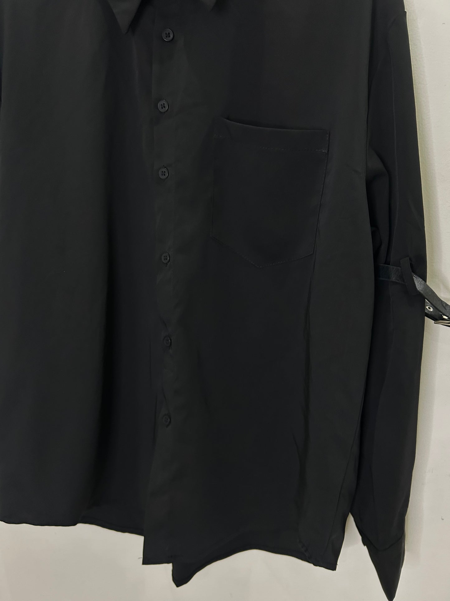 Black Solid Buckle Shirt