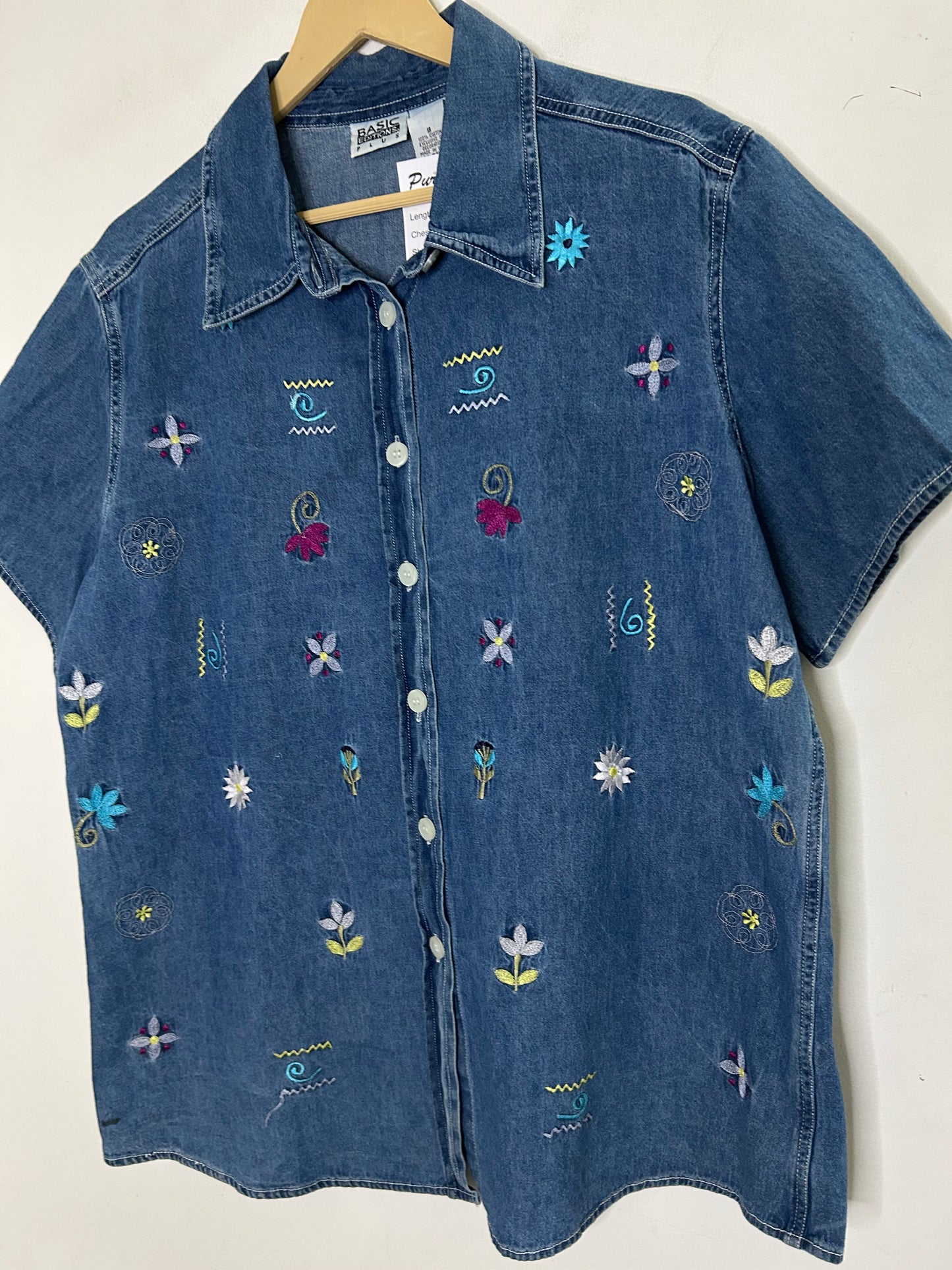 Tiny Patterned Denim Shirt