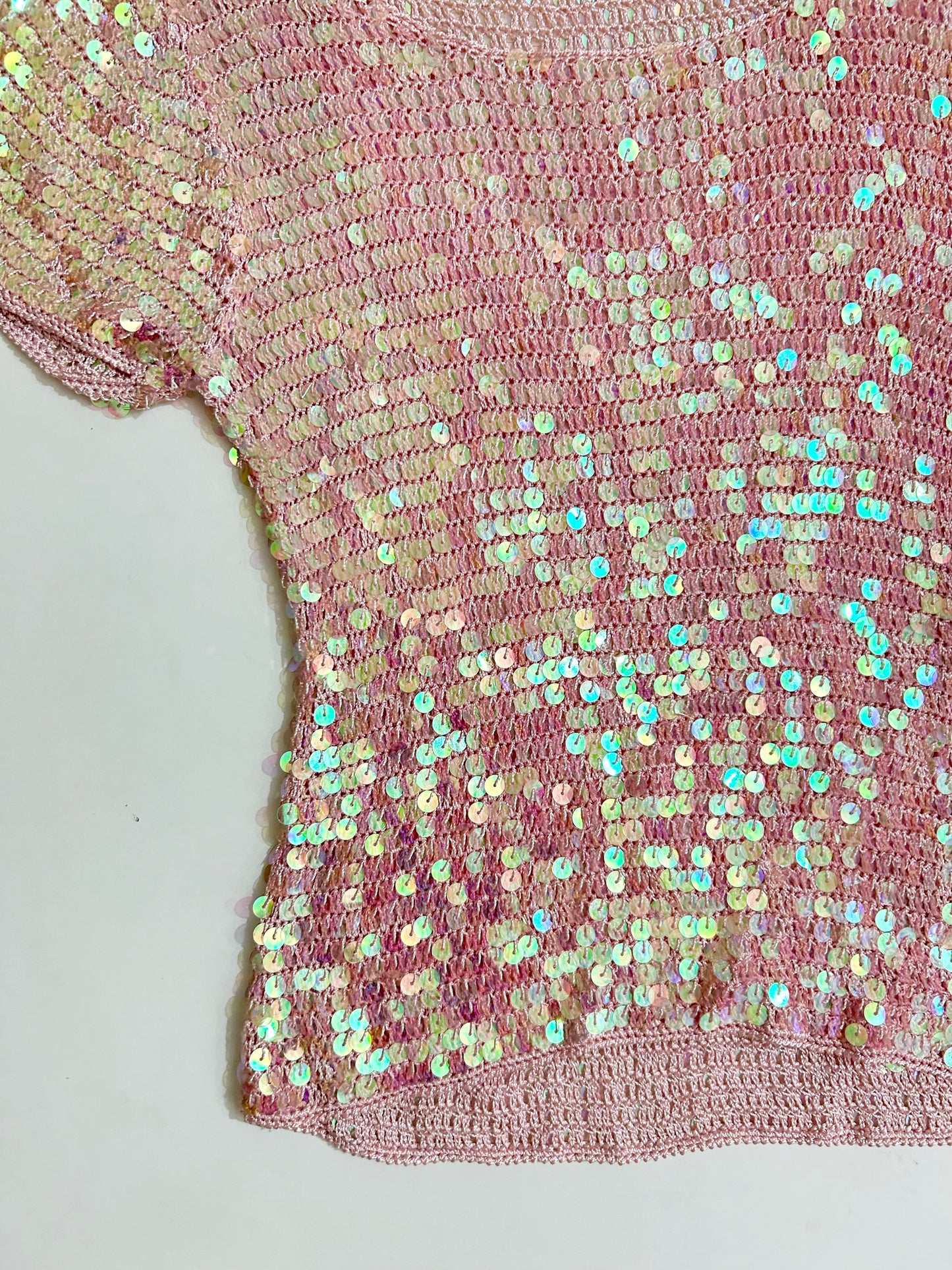 Baby Pink Embellished Sequins Top