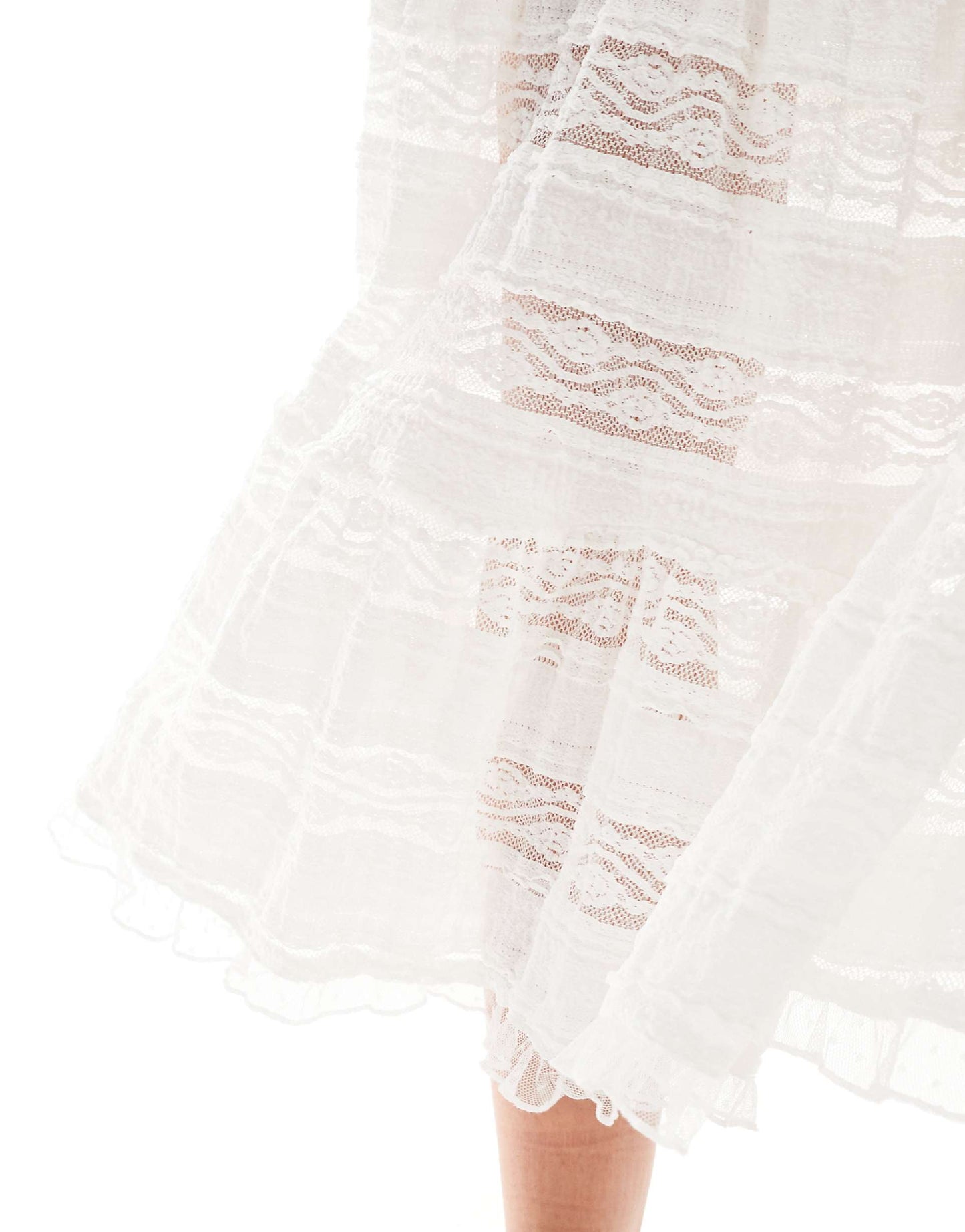 ASOS DESIGN lace textured tiered smock maxi skirt in white