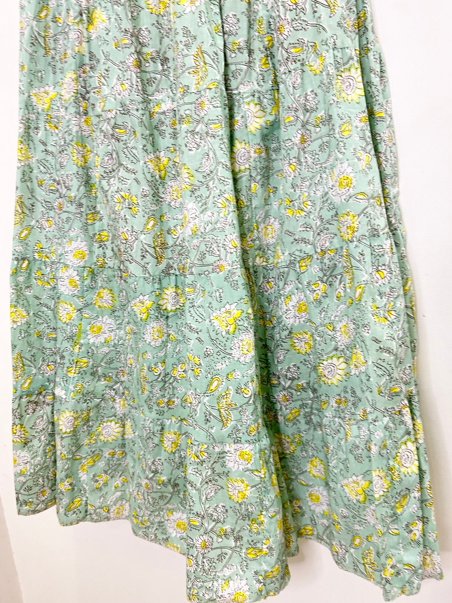Handblock Printed Green Skirt