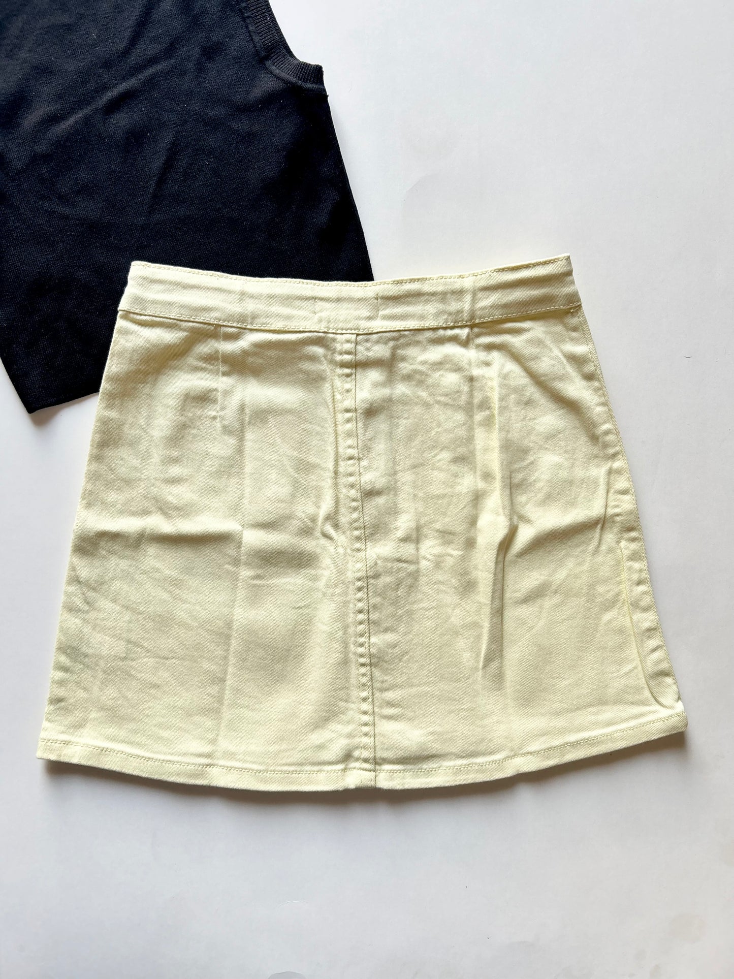 Pastel Yellow Denim Skirt Waist 26”