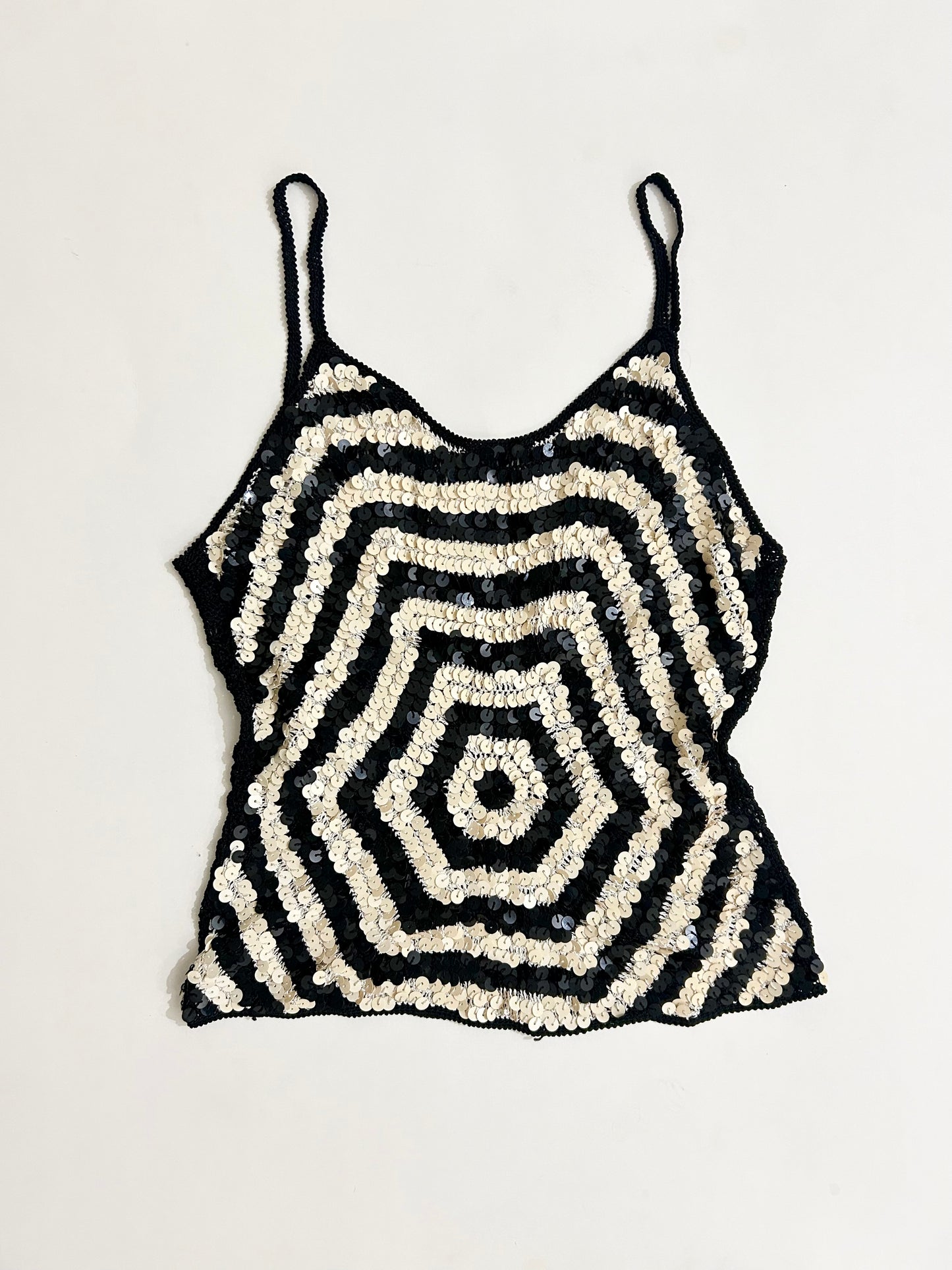 B&W Embellished Sequinned Top