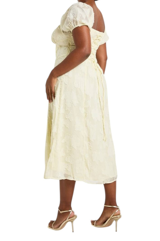 Boohoo Plus Burnout Milkmaid Midi Dress.