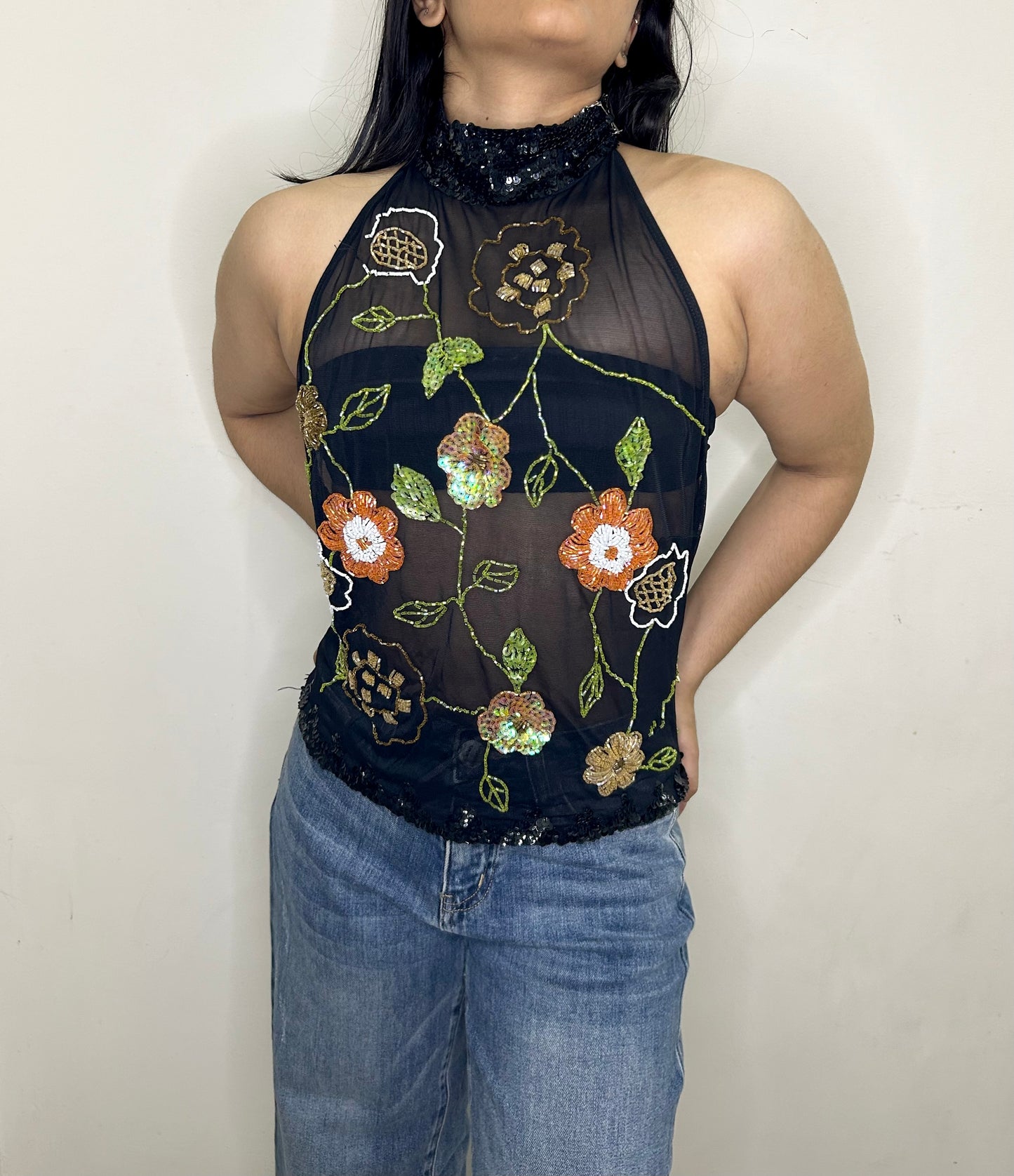 Sheer Embellished Top