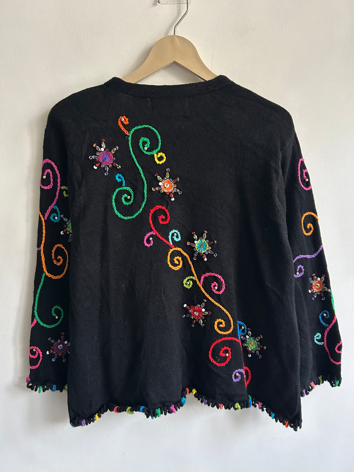 Vintage Beaded Swirl Knit Sweater
