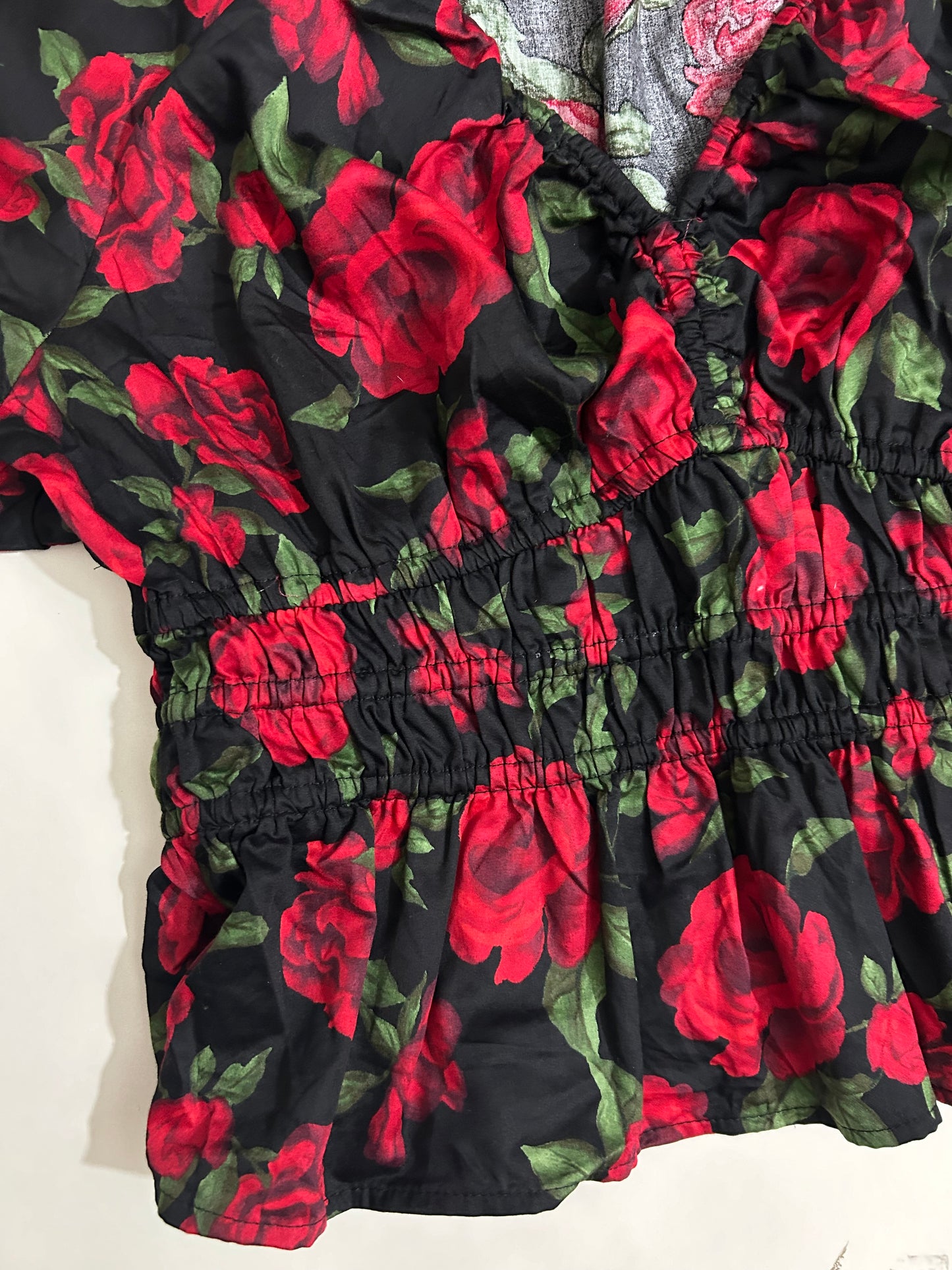 Puff Sleeves Rose Top