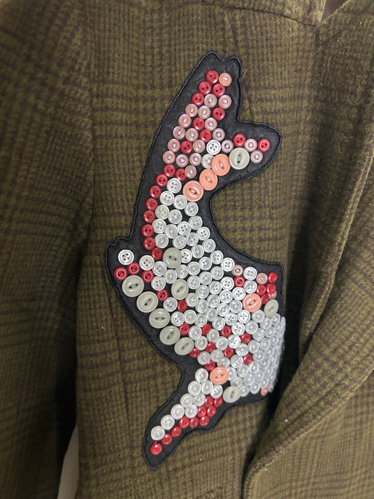 Coat with Shark Button Embellishment