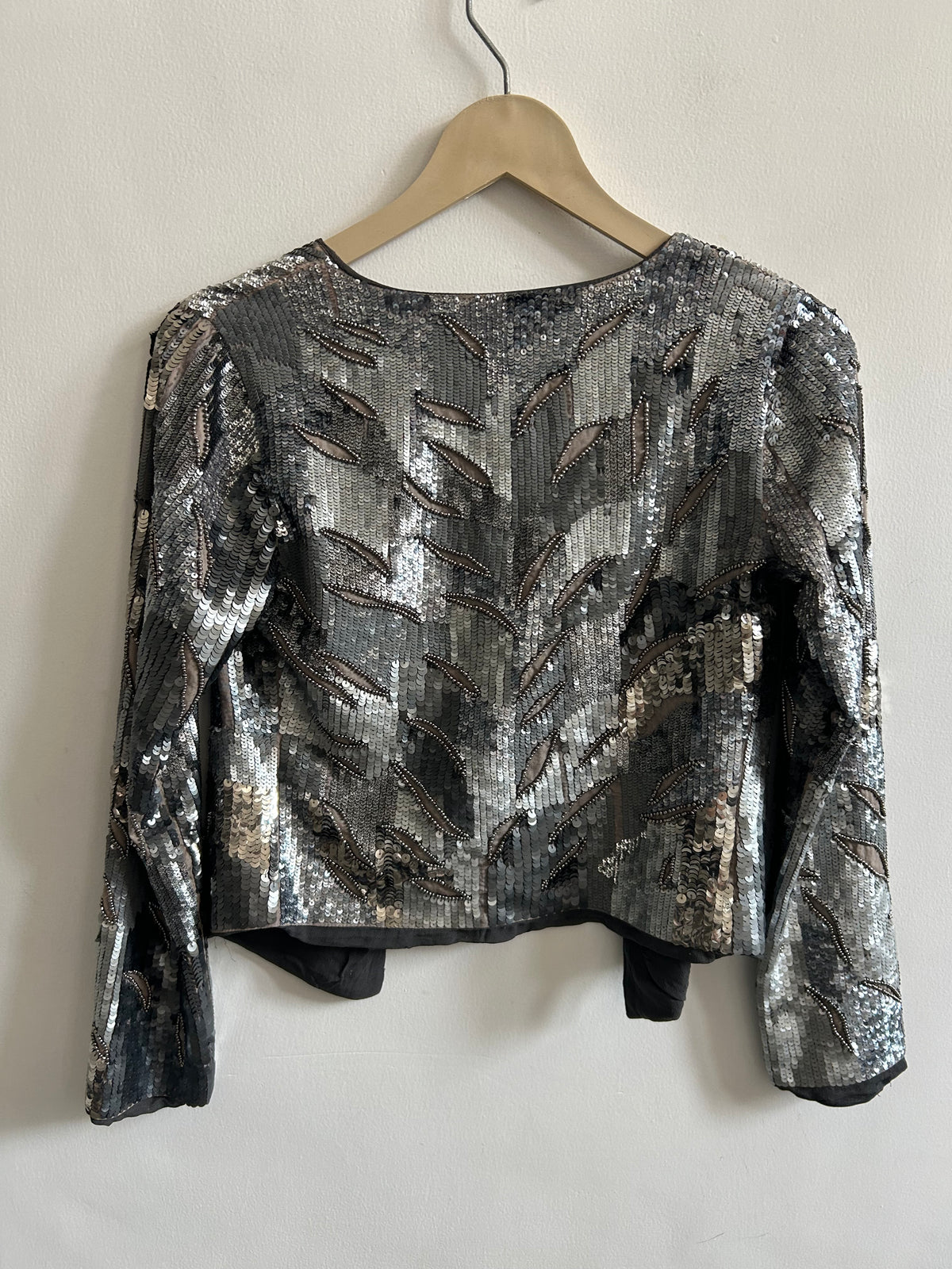 Grey Embellished Sequins Shrug:30”
