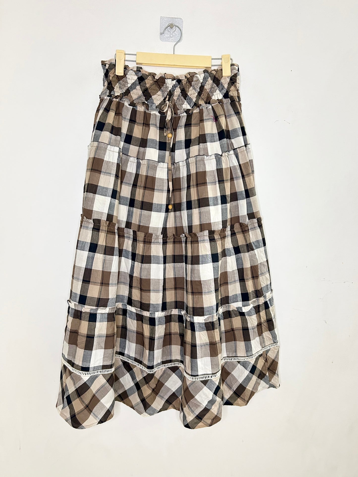 Brown Checkered Skirt