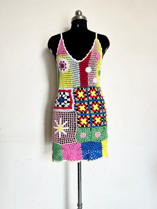 Reclaimed Vintage limited edition patchwork crochet mini dress