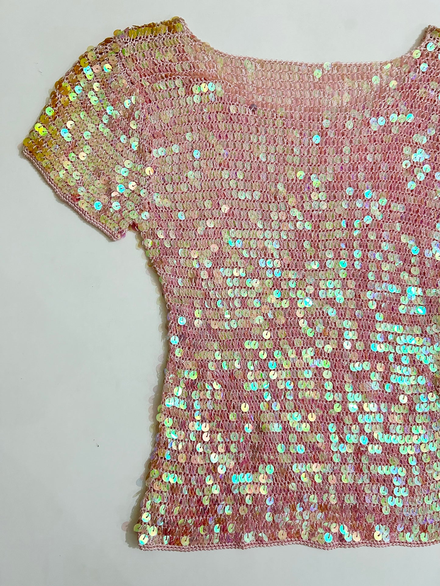 Baby Pink Embellished Sequins Top