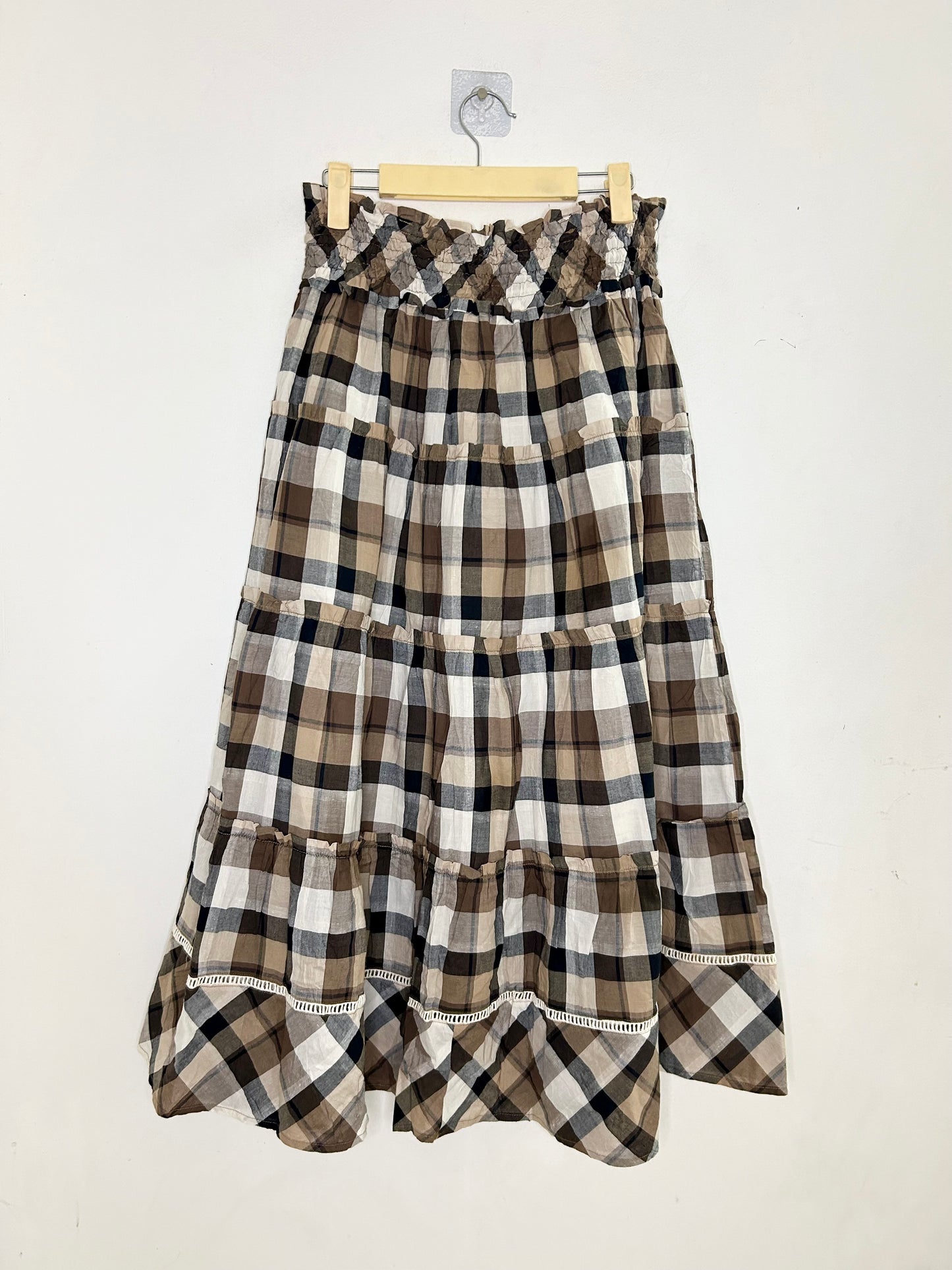 Brown Checkered Skirt