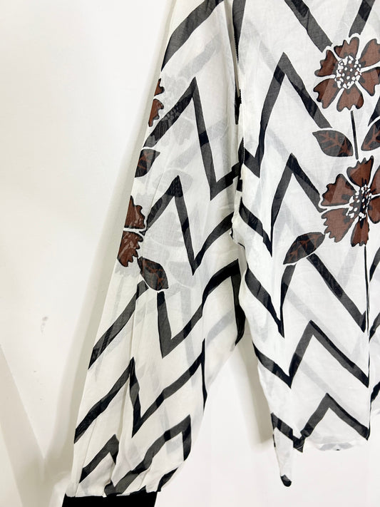 Floral Zigzag Shirt: Chest-42”