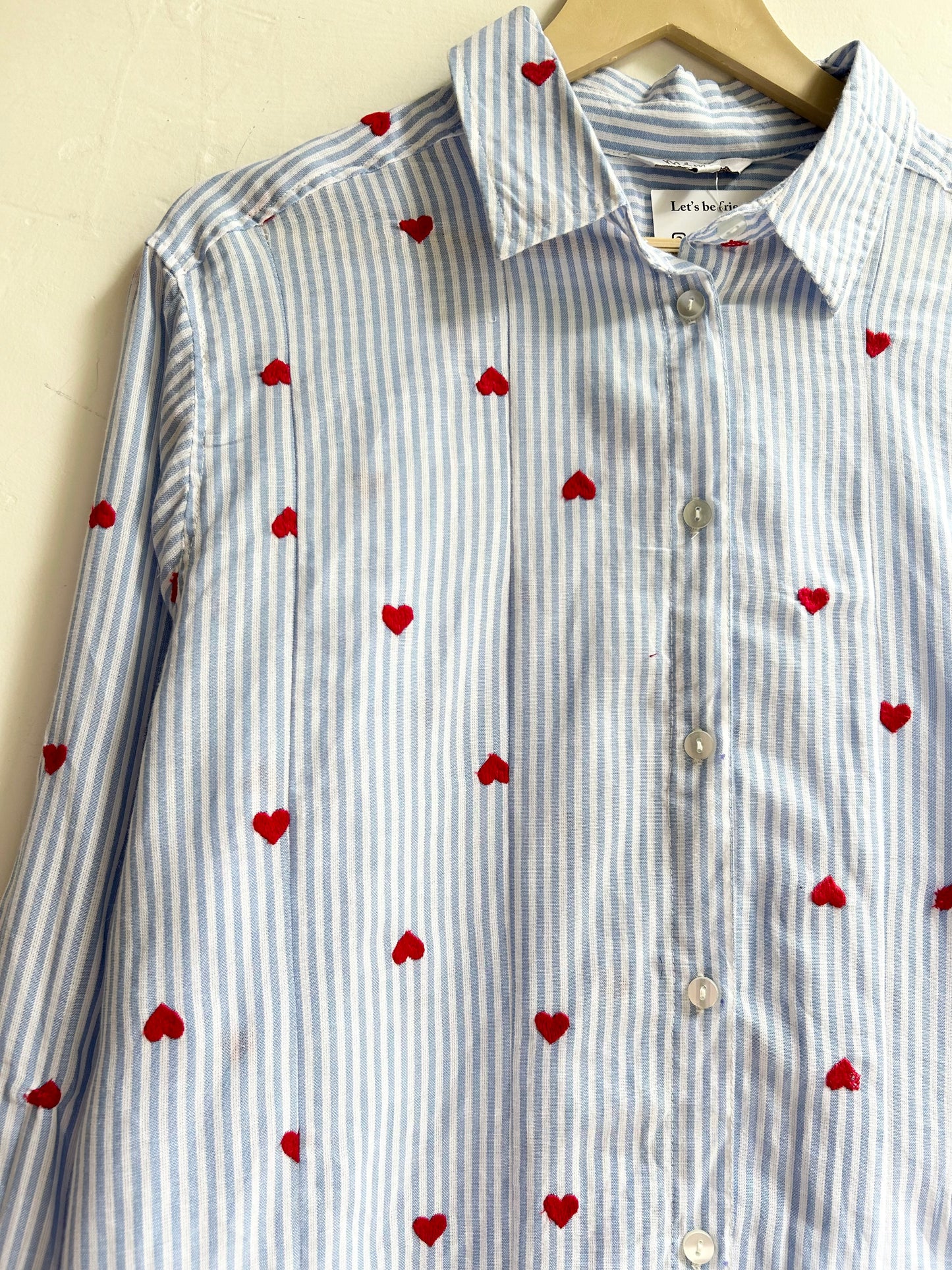 Cotton Hearts Embroidered Shirt: Chest-50”