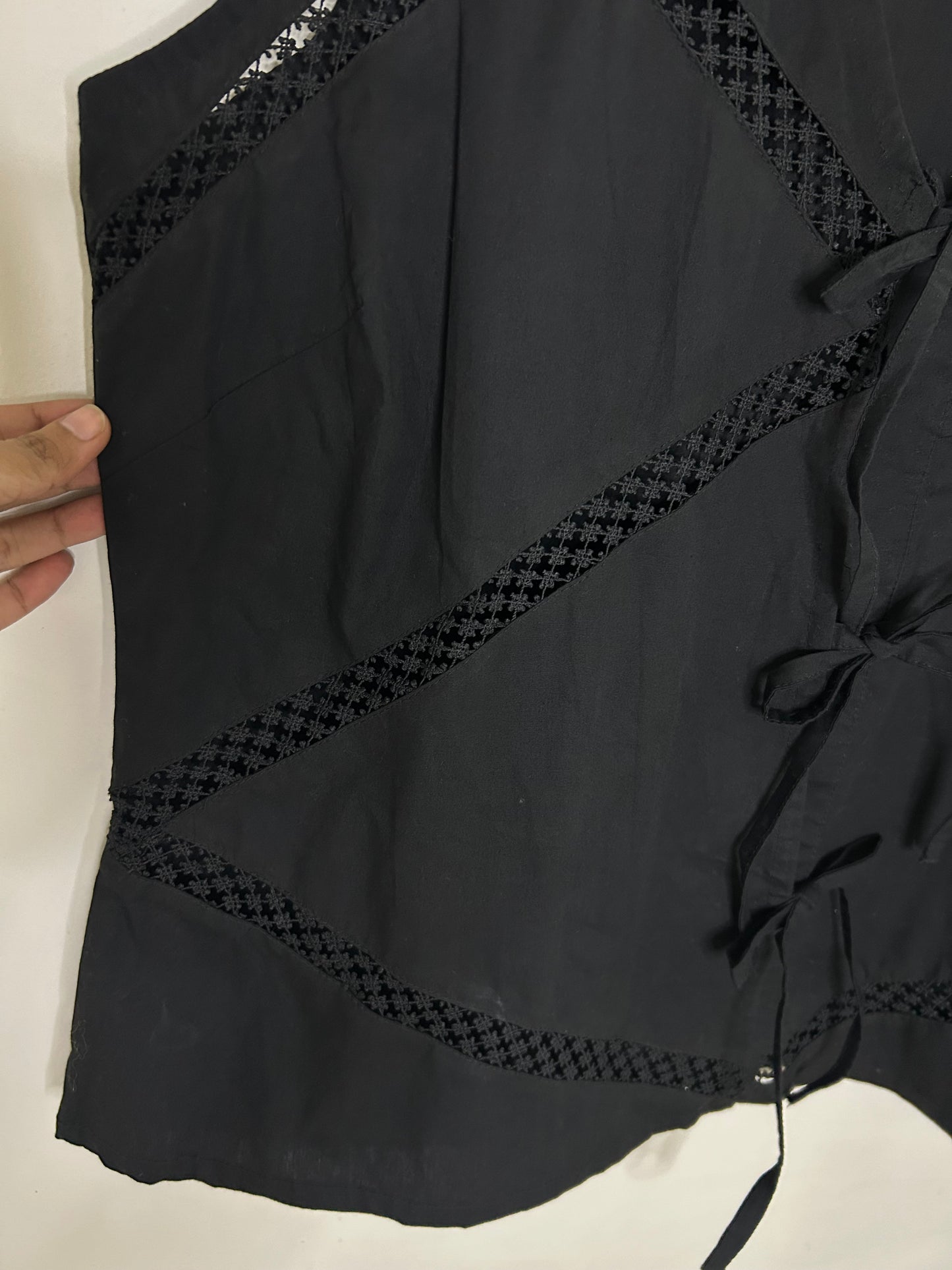 Lace Insert Tie Front Waistcoat