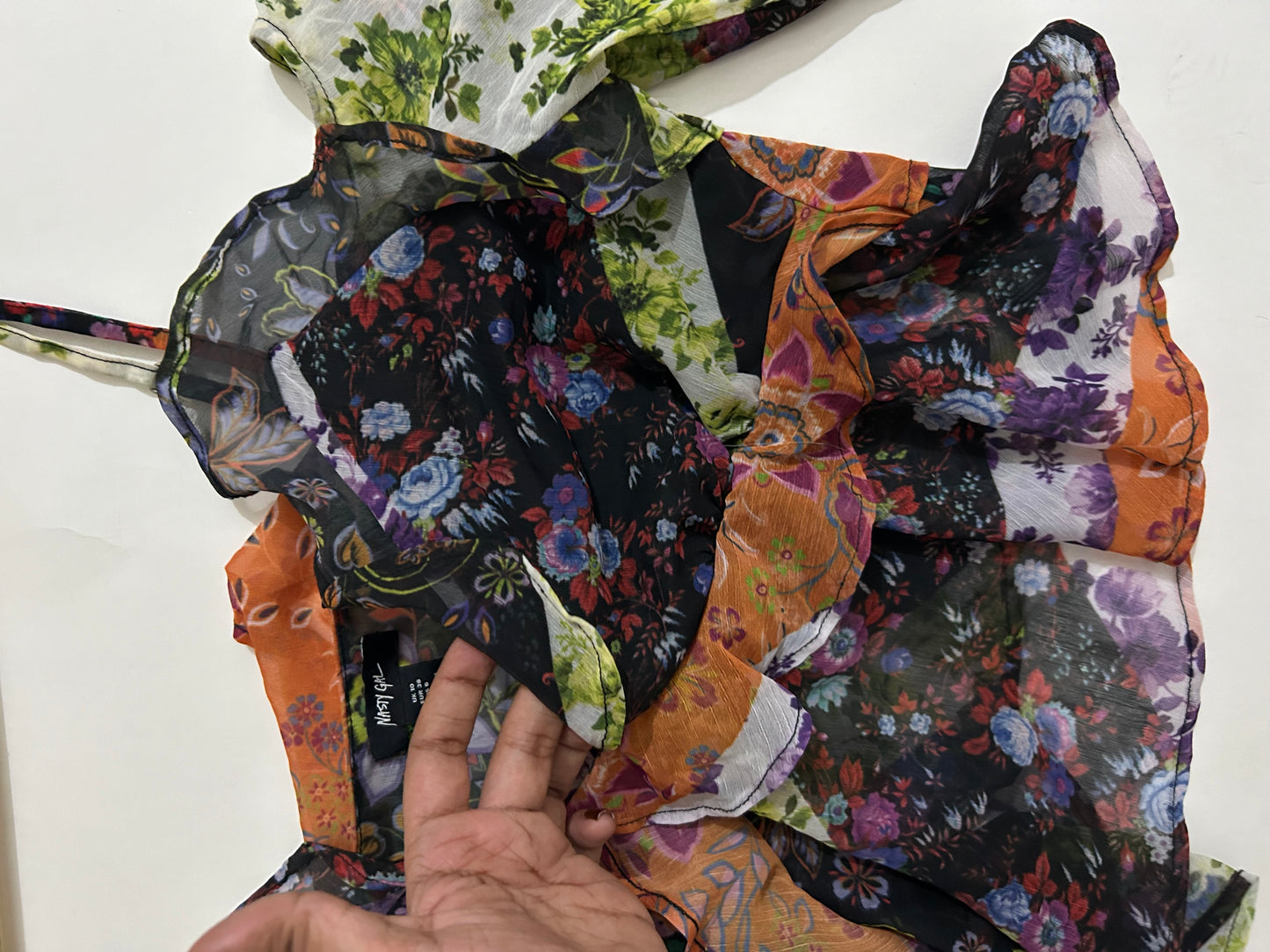 Scarf Print Ruffle Top