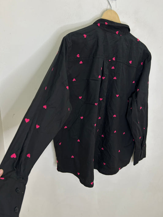 Mini Hearts Embroidered Cotton Shirt