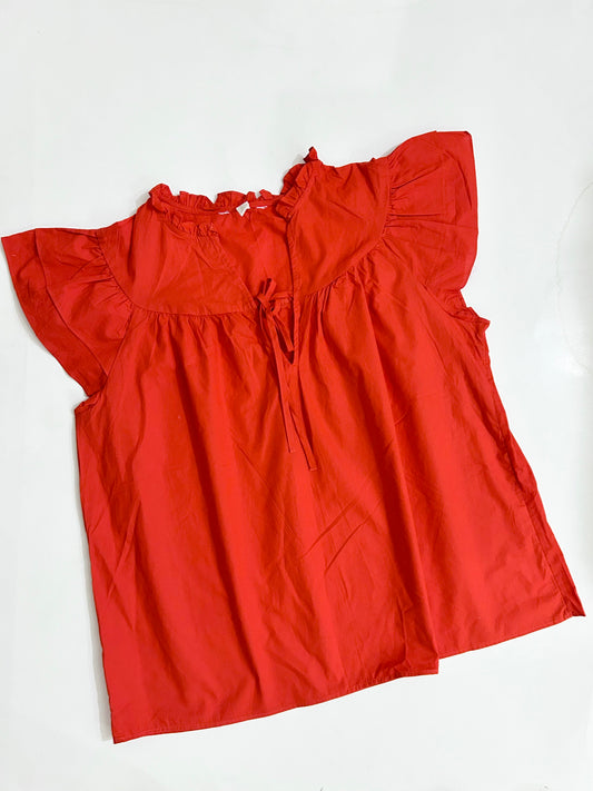 Red Ruffle Cotton Top