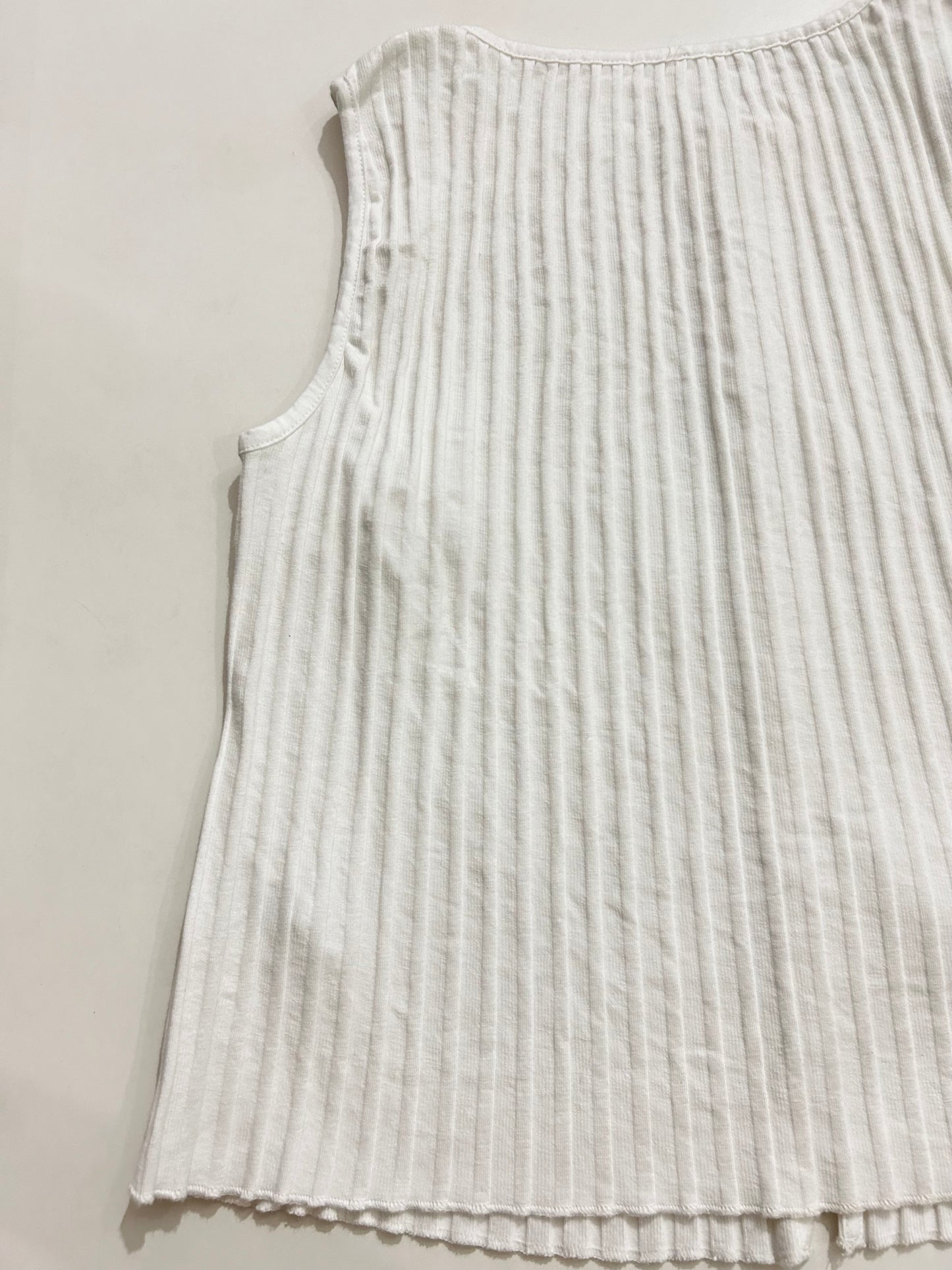 White Ribbed Vest Top-Bust 40 TO 46