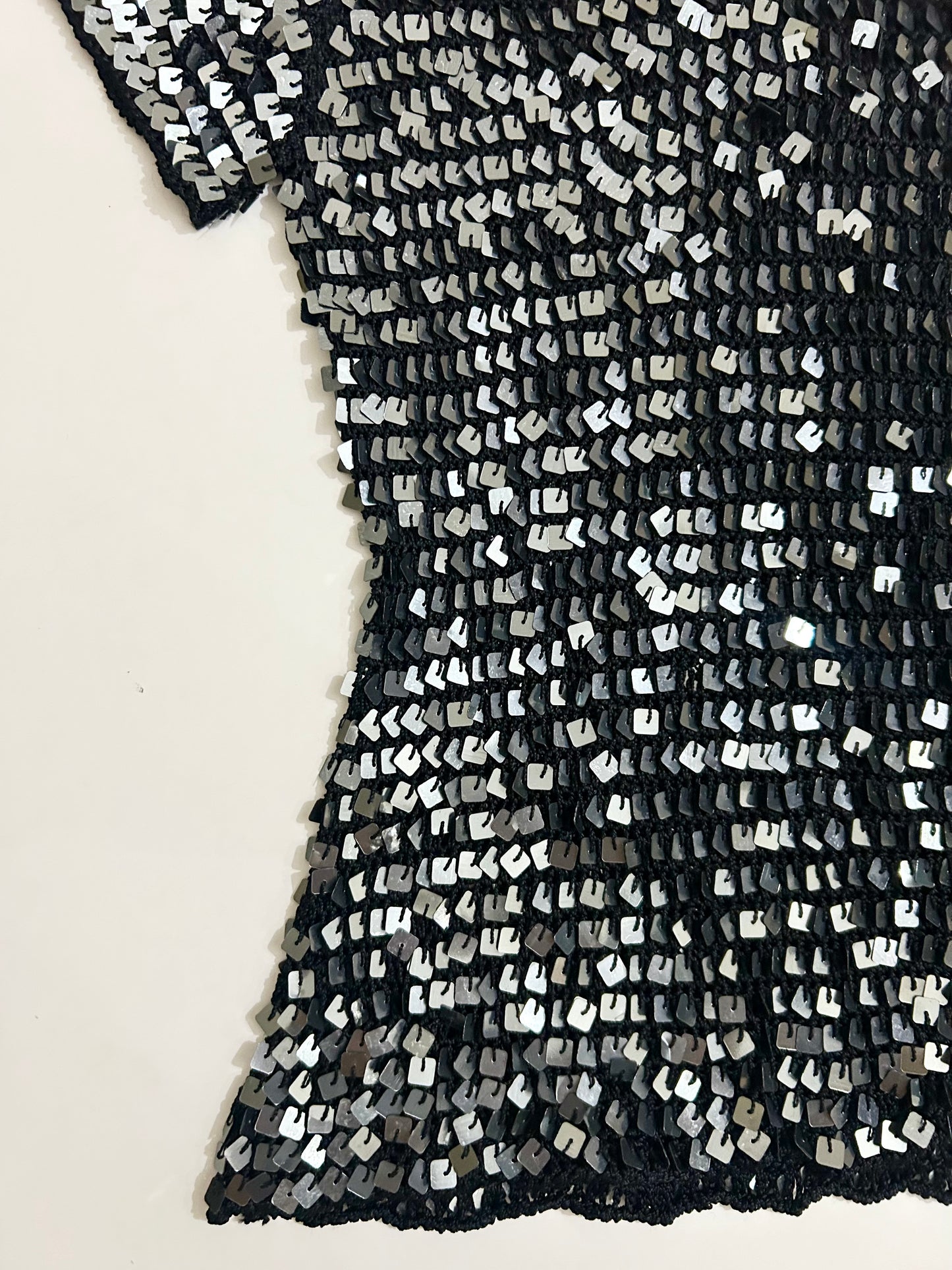 Black Embellished Sequinned Top