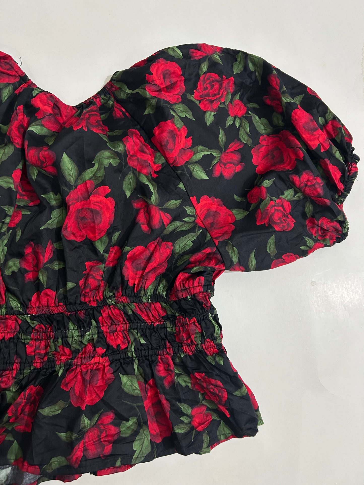 Puff Sleeves Rose Top