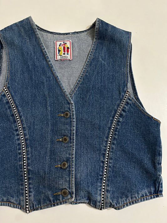 Printed Denim Vest