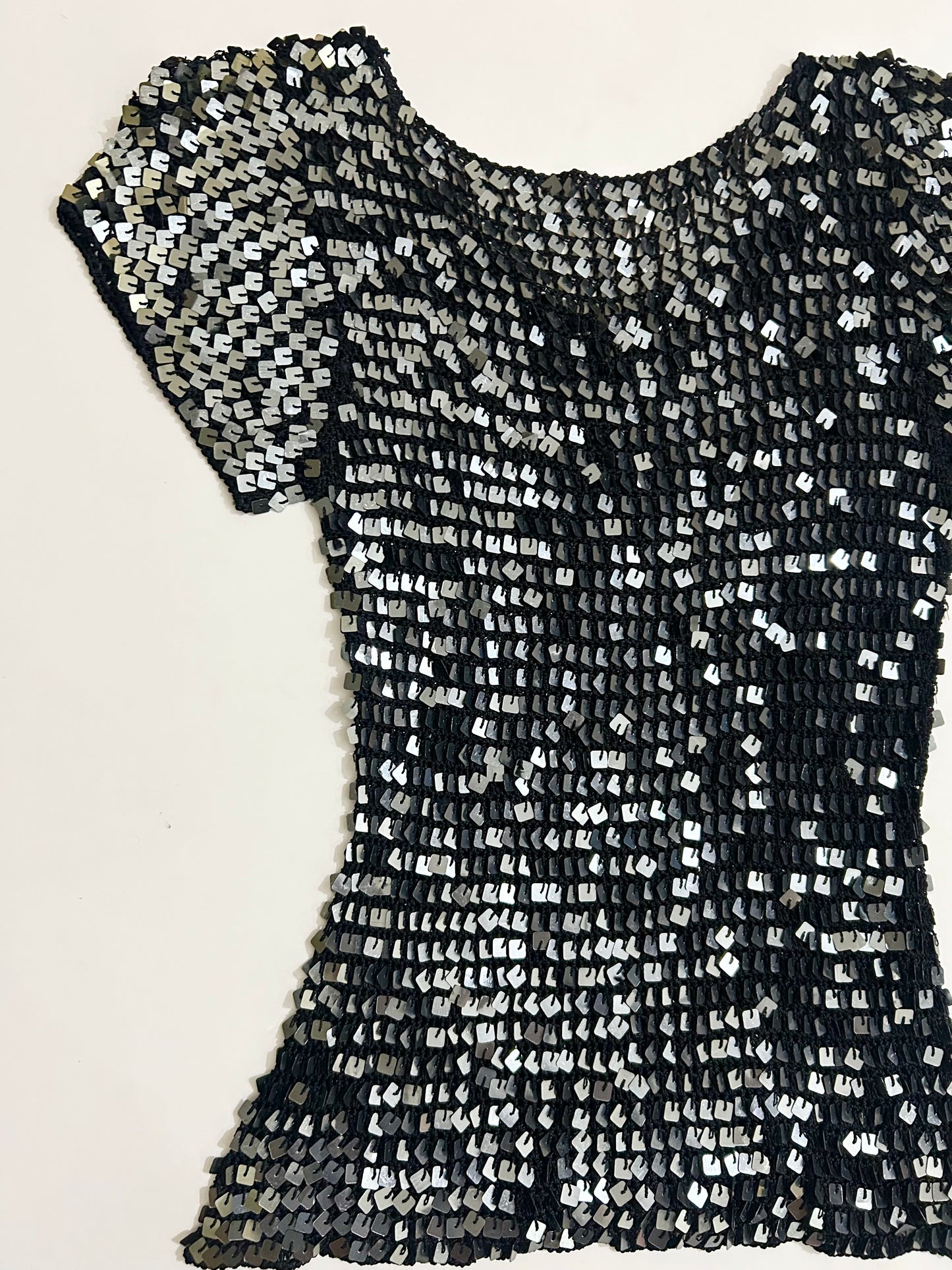 Black Embellished Sequinned Top
