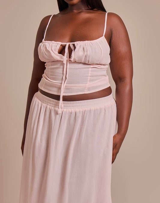 Pretty Little Thing pink ruched bust top