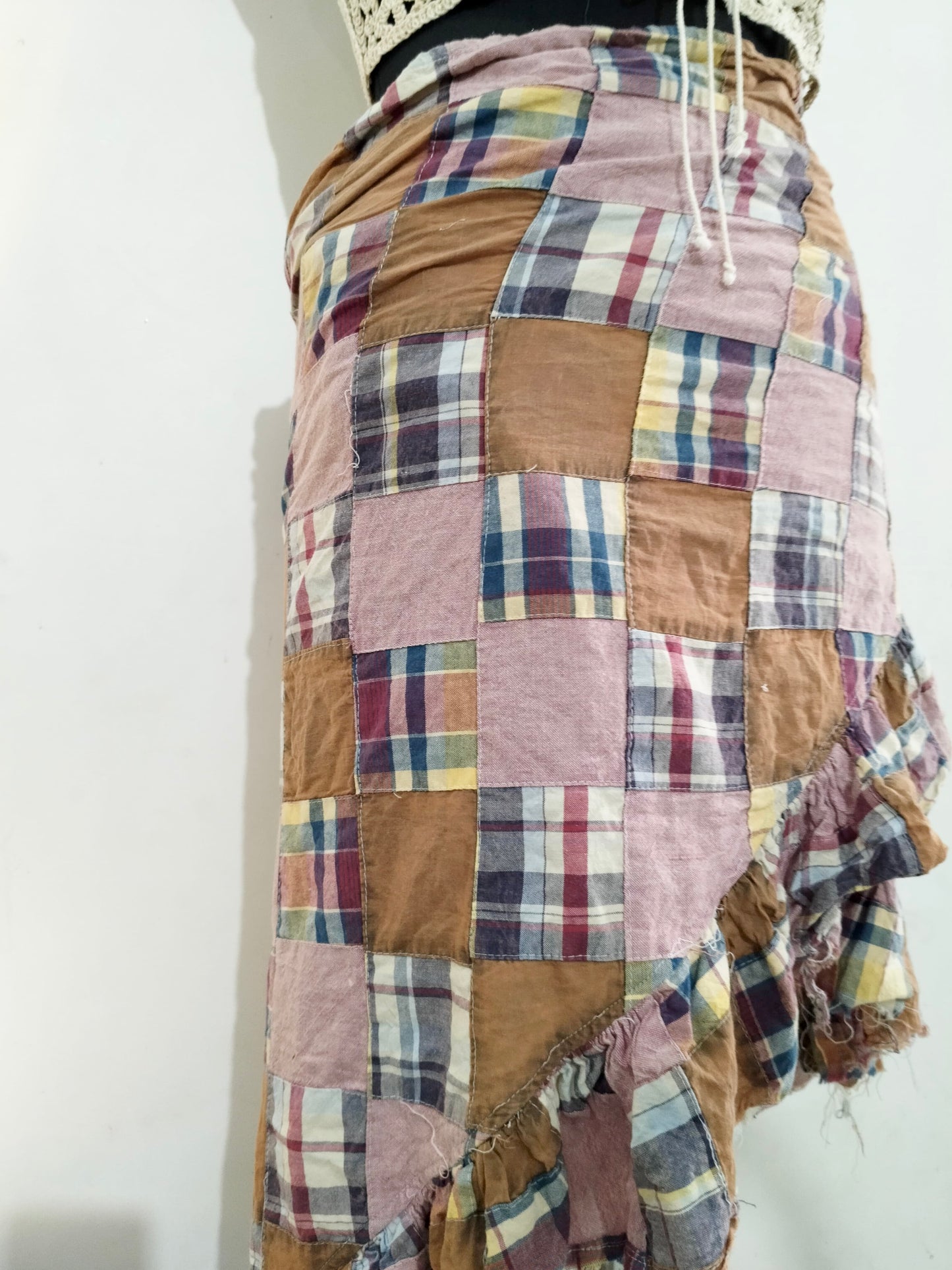 Patchwork Wrap Skirt: Waist- Till 34”