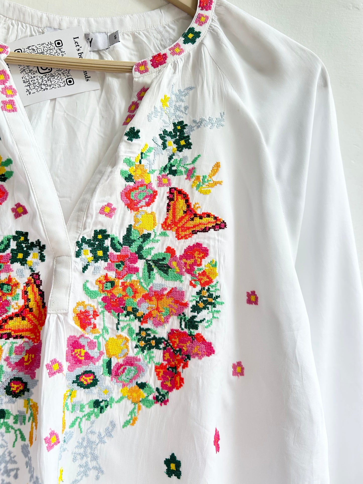 Butterfly Embroidered Top: Chest-40”