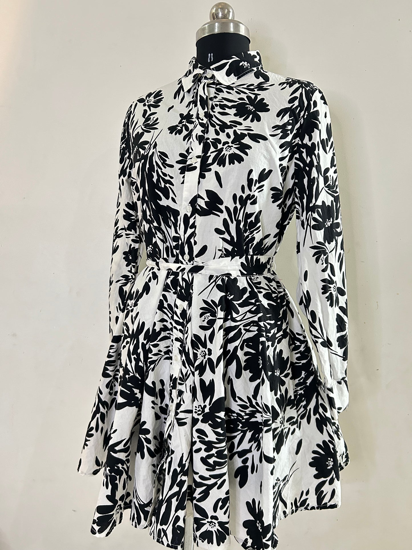 Cotton Shirt Dress with Pocket