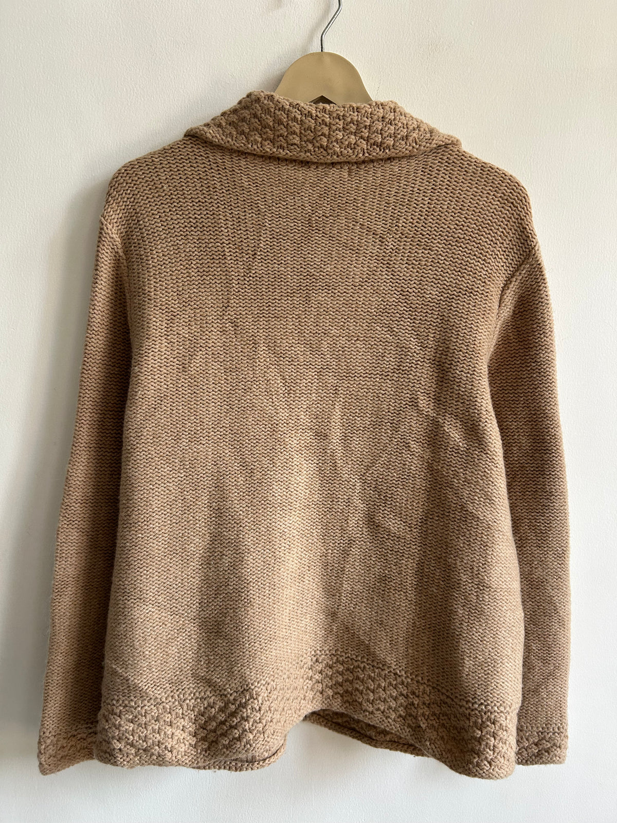 Vintage Crochet Teddy Bear Knit Brown Cardigan