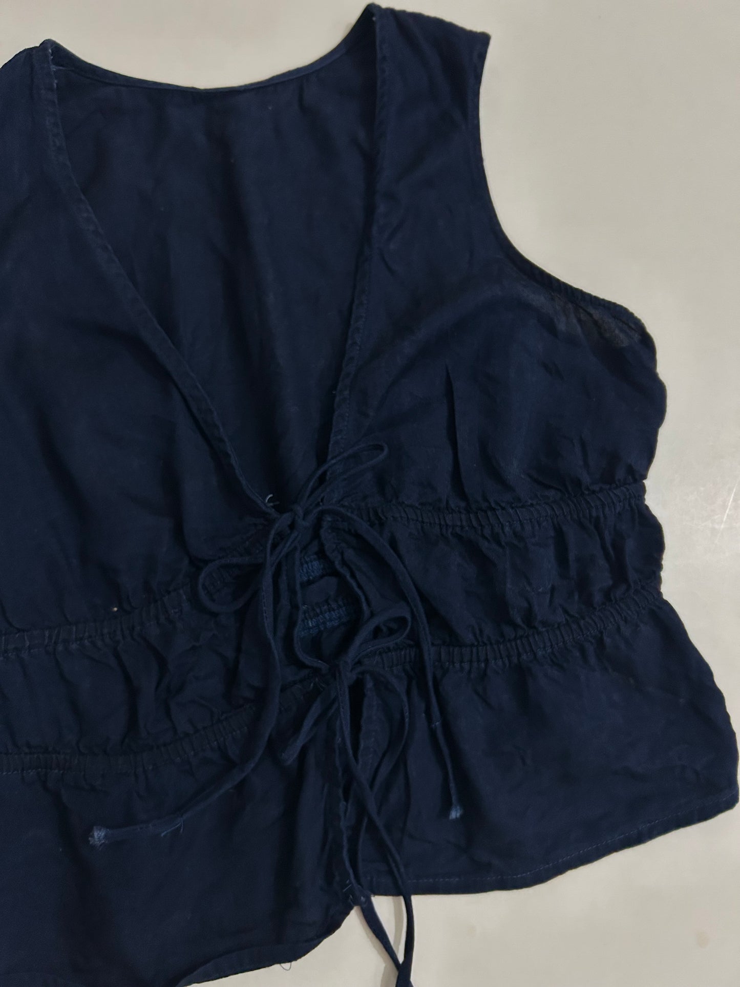 Front Knot Navy Blue Top