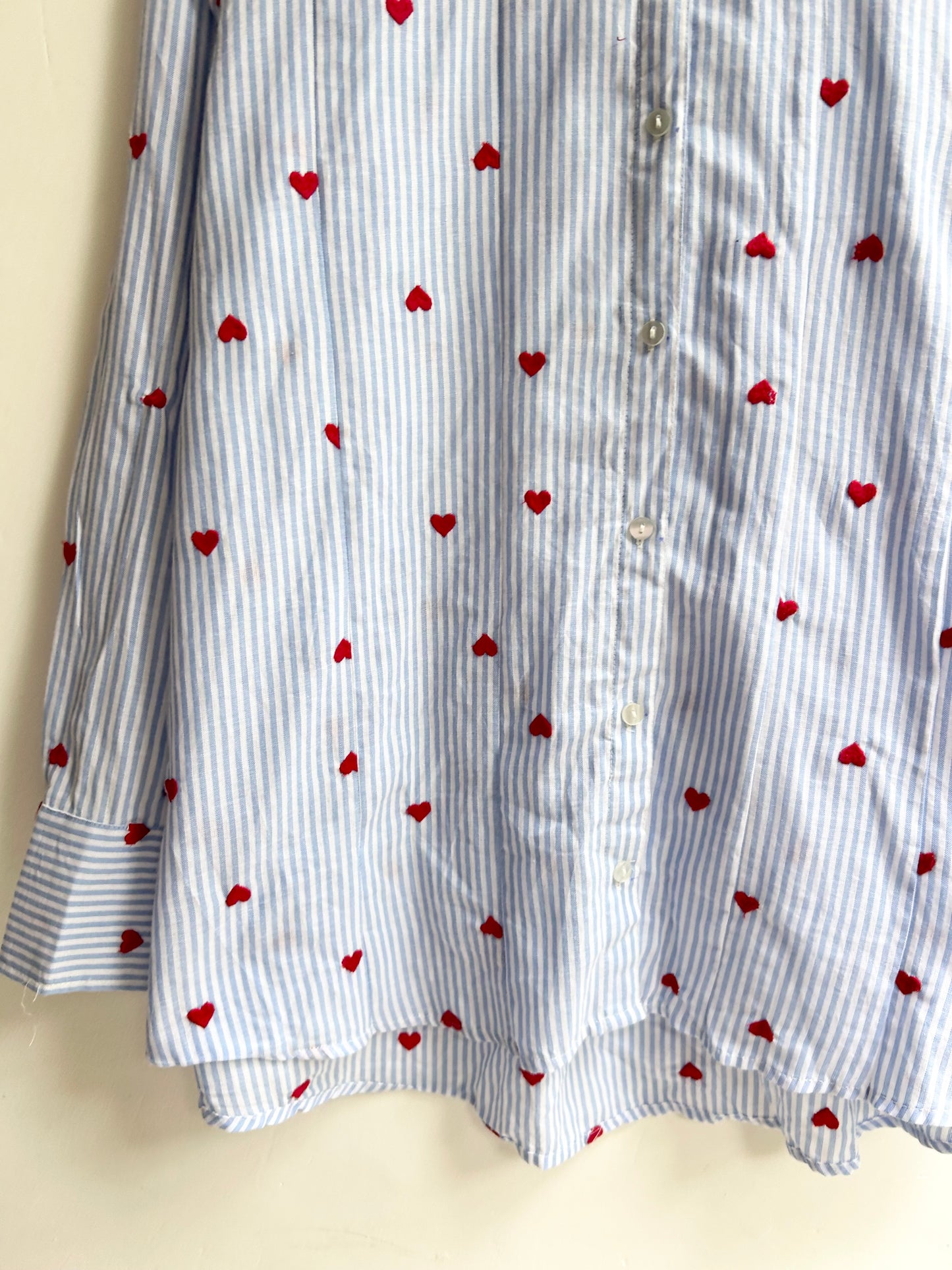 Cotton Hearts Embroidered Shirt: Chest-50”