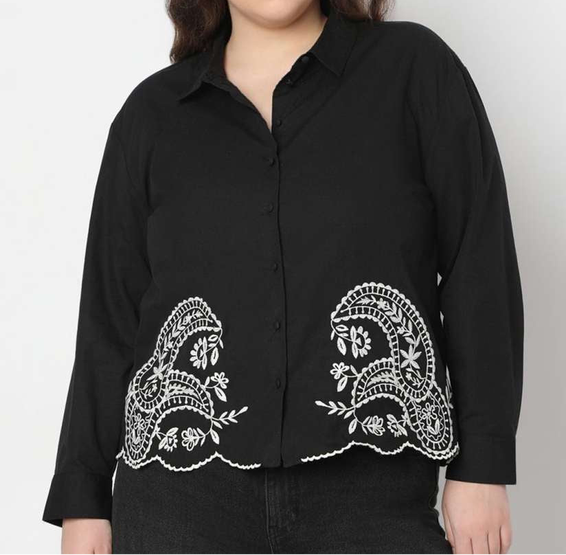 Embroidered Cotton Shirt: L