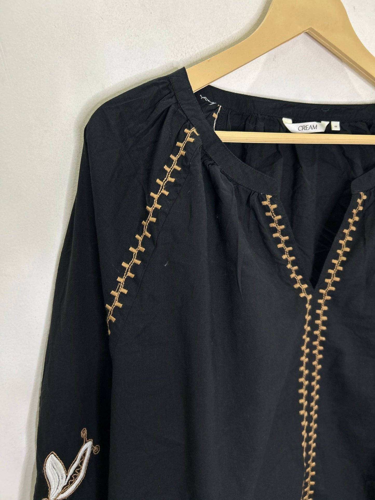 Cotton Black Embroidered Top