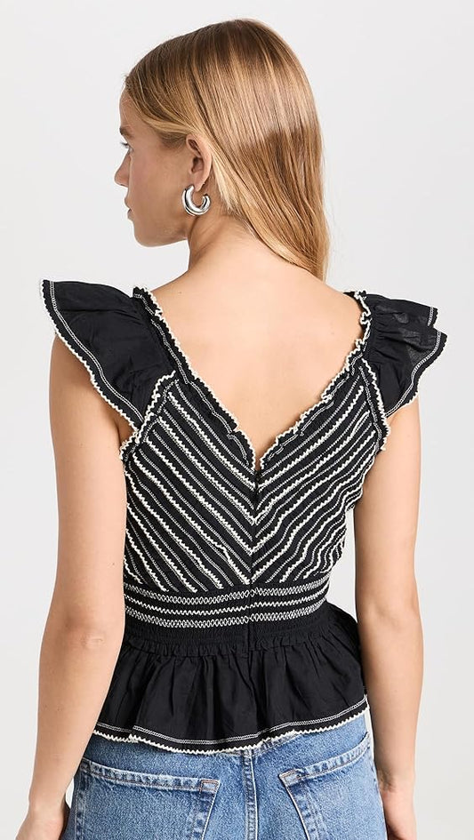 Sea Mable Embroidered Cotton Top