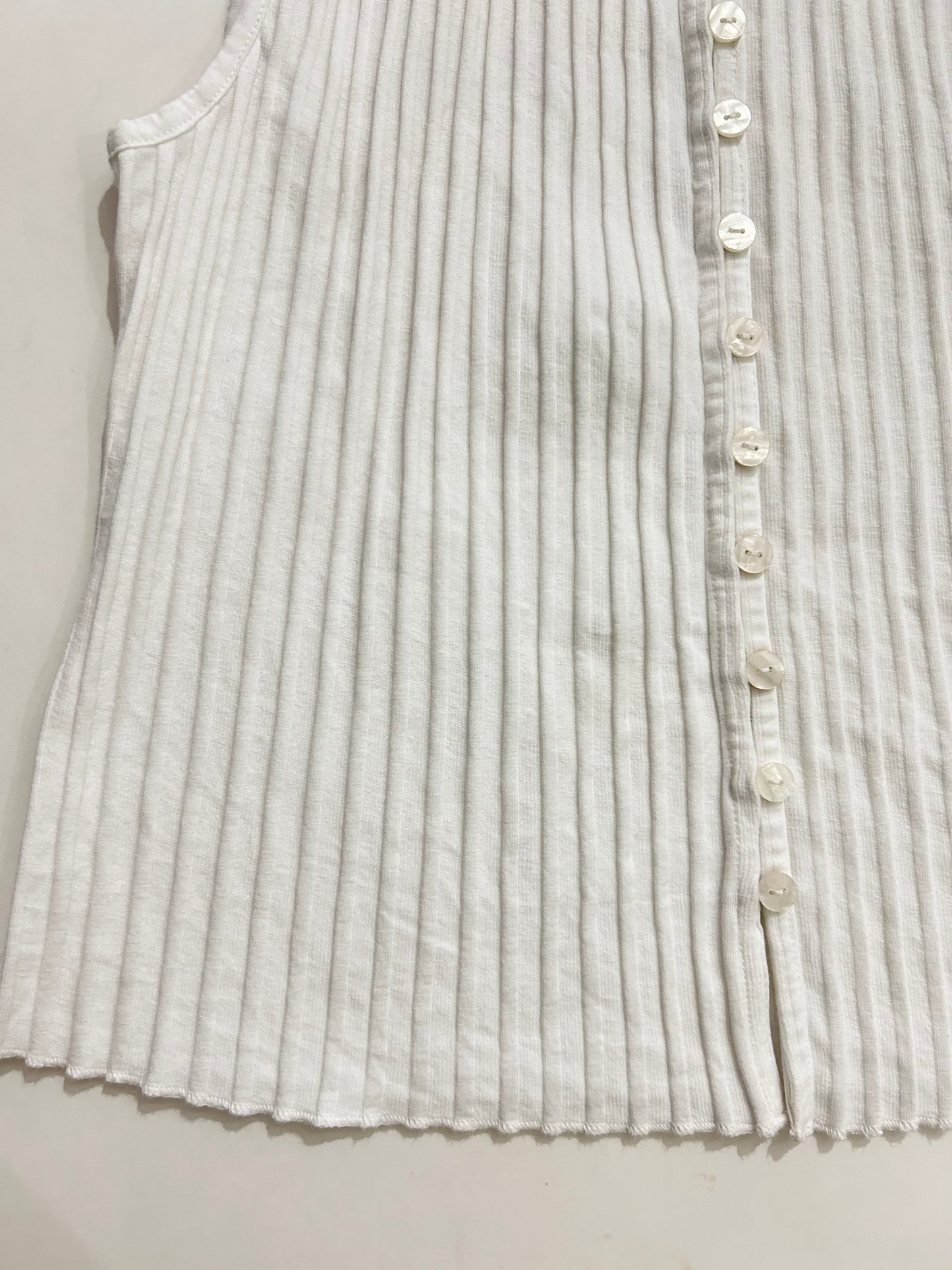 White Ribbed Vest Top-Bust 40 TO 46