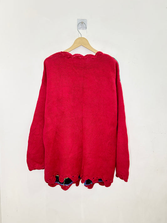 Red Patchwork Sweater
