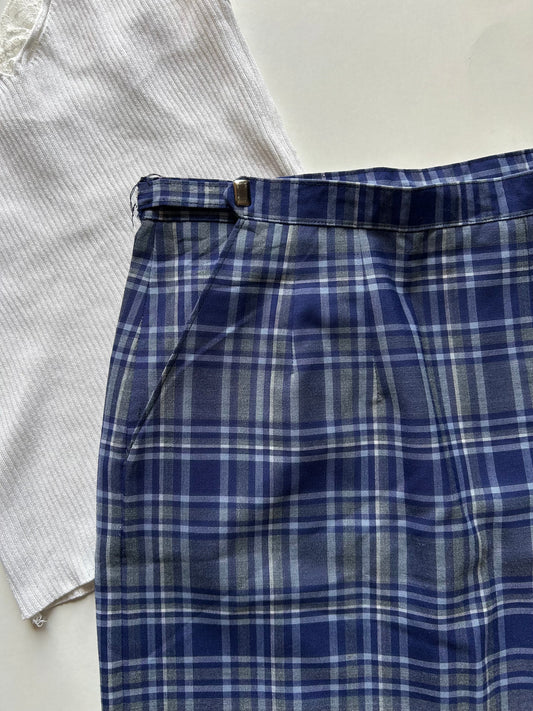 Blue Check Skirt Waist 26