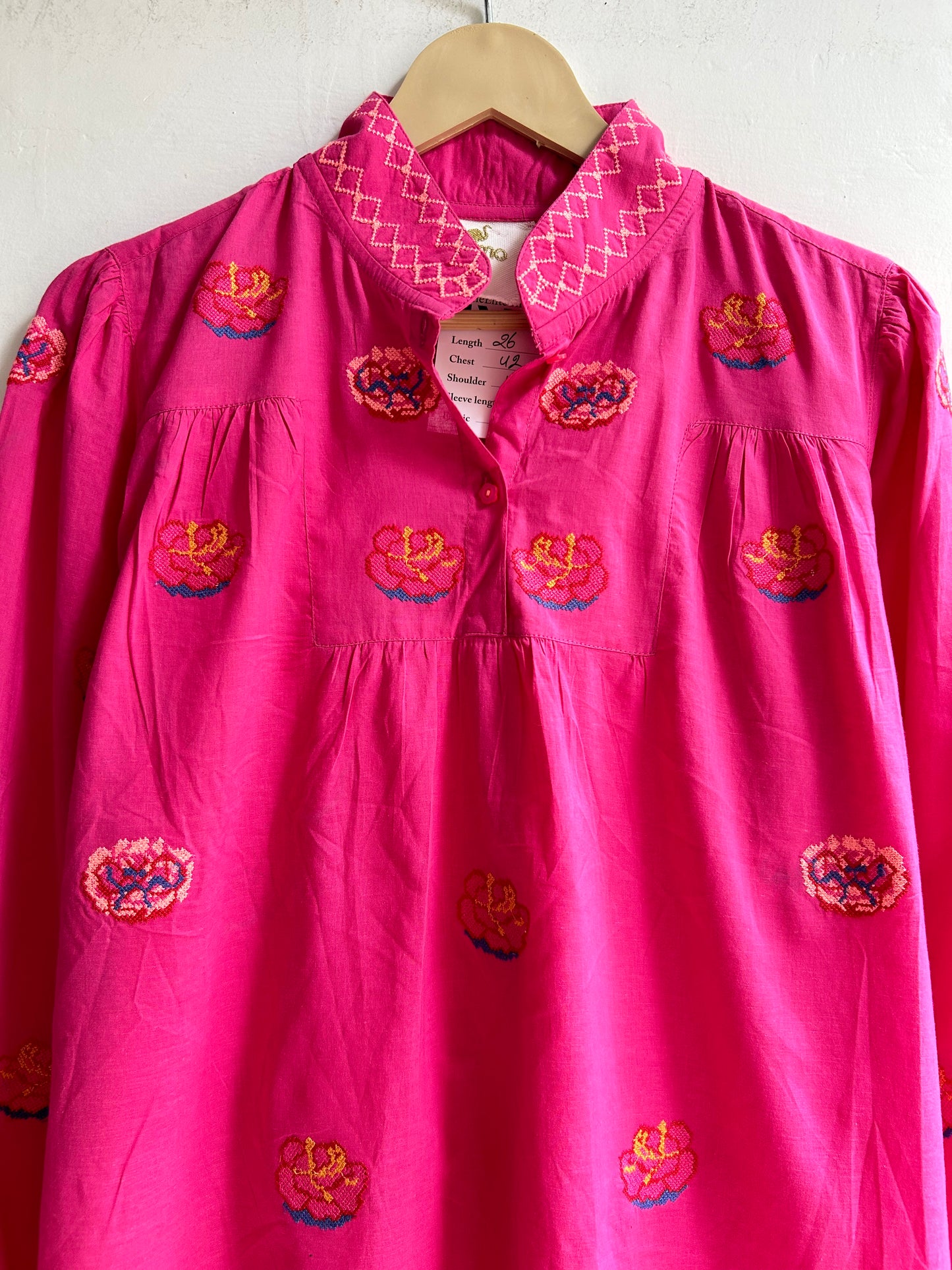 Cotton Tapestry Embroidered Shirt: Chest-44”